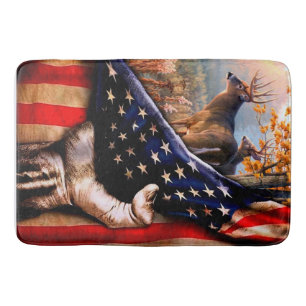 Deer American Flag Blanket, Bath Mat