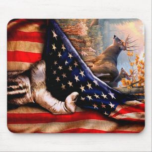 Deer American Flag Blanket, Mouse Mat