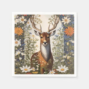 Deer Amid Daisy Flowers Napkin