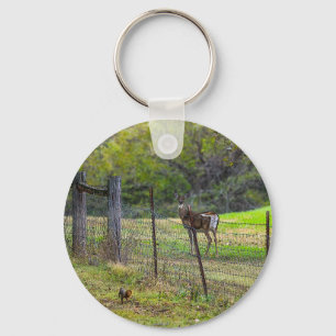 Deer And A Squirrel Painterly Key Ring
