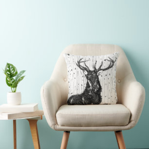 Deer and Birch Tree Pillow