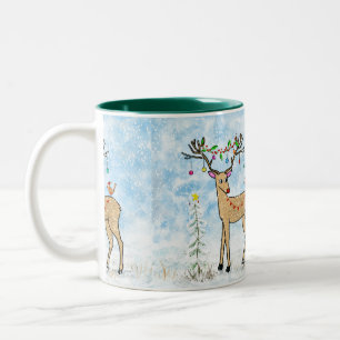 Deer and Bird Christmas Mug