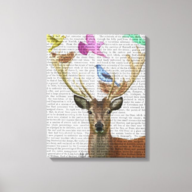 Deer and Birds Nests Pastel Shades Canvas Print (Front)