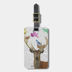 Deer and Birds Nests Pastel Shades Luggage Tag