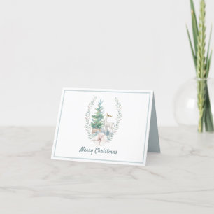 Deer and Christmas Tree Christmas Holiday Card