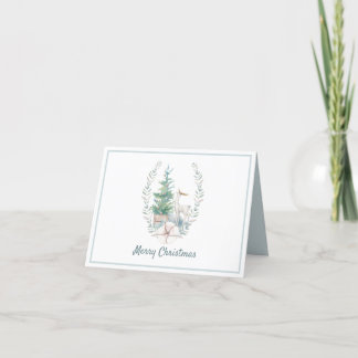 Deer and Christmas Tree Christmas Holiday Card