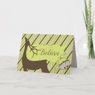 Deer and Diagonal Stripes Christmas Greeting Card