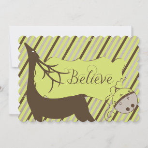Deer and Diagonal Stripes Christmas Holiday Card