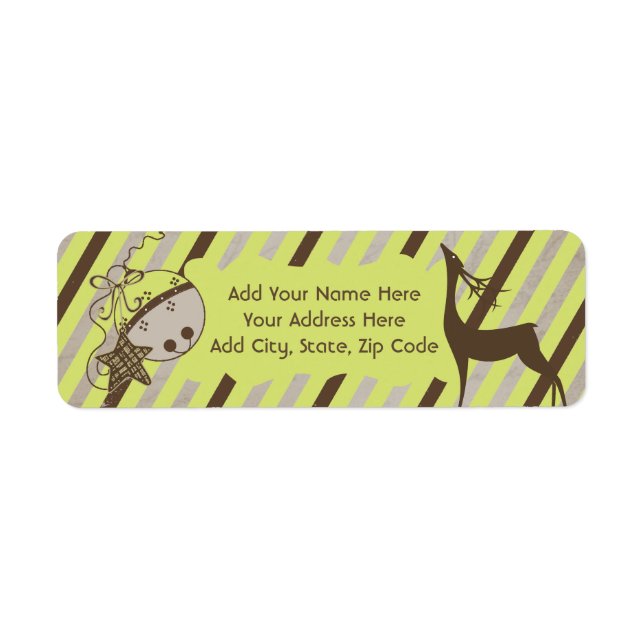 Deer and Diagonal Stripes Return Address Labels (Front)