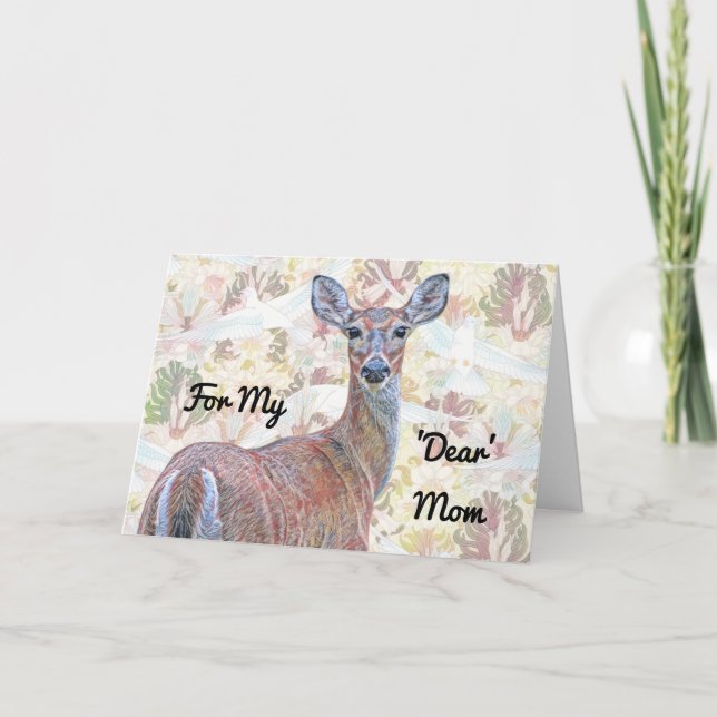 Deer and Dove Pattern Mother's Day Card (Front)