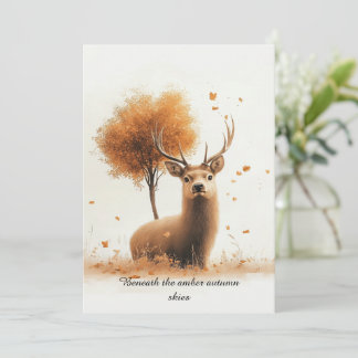Deer and Falling Leaves Invitations or Stationery