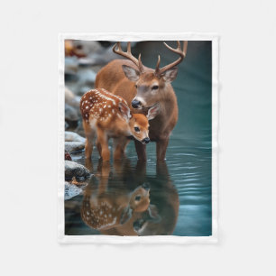 Deer and Fawn by the Water Blanket
