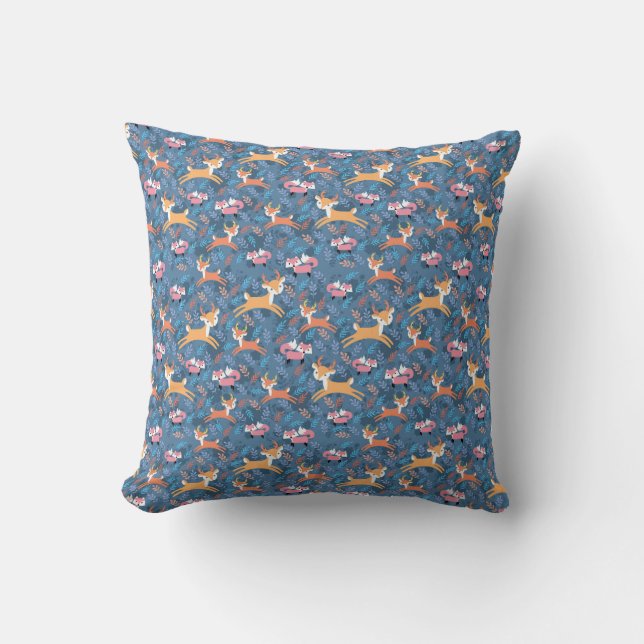 Deer And Fox Pattern Cushion (Front)
