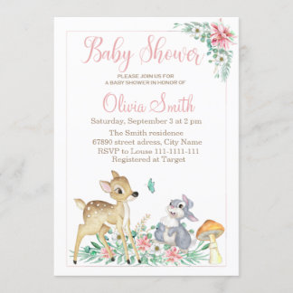 Deer and friends baby shower invitation