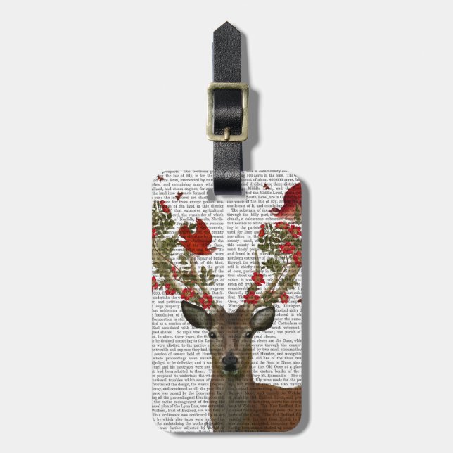 Deer and Love Birds 2 Luggage Tag (Front Vertical)
