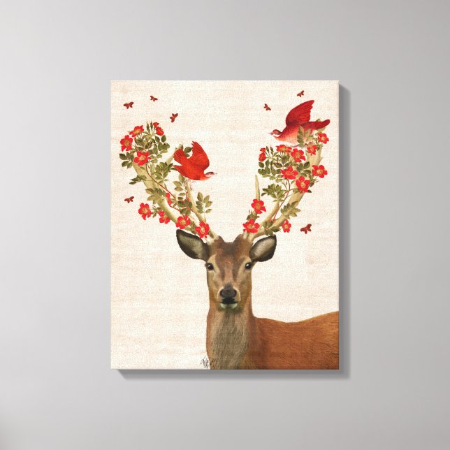 Deer and Love Birds Canvas Print (Front)