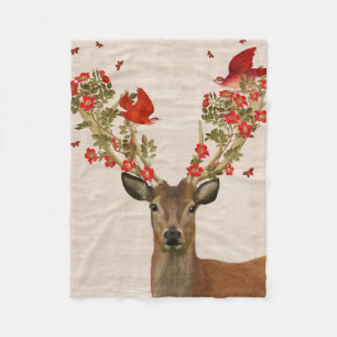 Deer and Love Birds Fleece Blanket