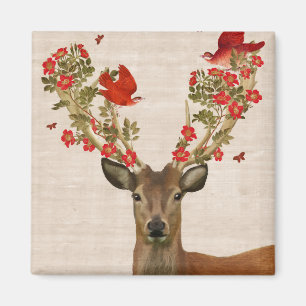 Deer and Love Birds Magnet