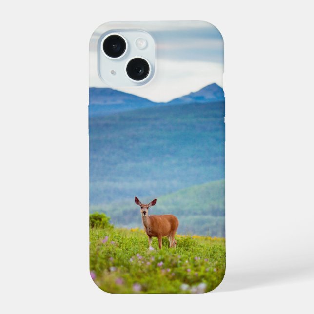 Deer and Mountains iPhone 15 Case (Back)