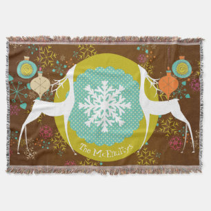 Deer and Ornaments Holiday Throw
