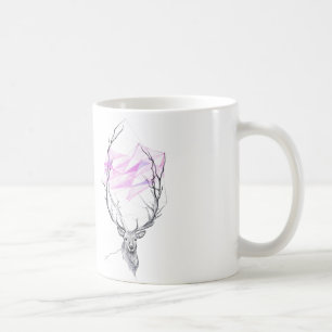 Deer and pink geometric heart drawing Animal art Coffee Mug