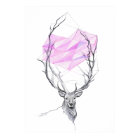 Deer and pink geometric heart drawing Animal art