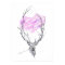 Deer and pink geometric heart drawing Animal art