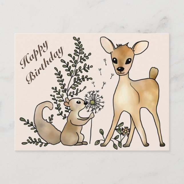 deer and squirrel postcard (Front)