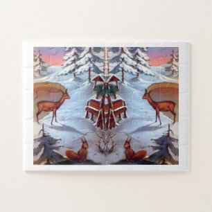 Deer and squirrels vintage art jigsaw puzzle