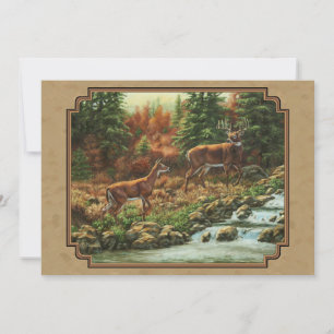 Deer and Stream Waterfall Tan Invitation