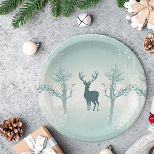 Deer and Tree Pattern Paper Plate