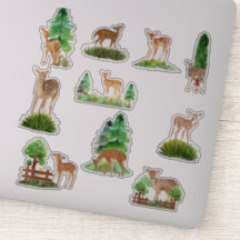 Deer and Trees Custom-Cut Vinyl Sticker