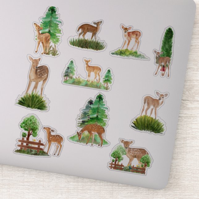 Deer and Trees Custom-Cut Vinyl Sticker (Detail)