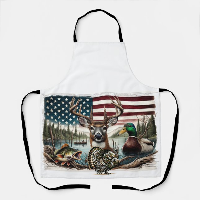 Deer and USA Country Apron (Front)