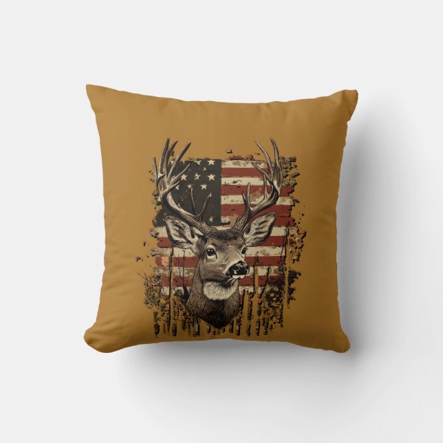 Deer and USA Country Cushion (Front)