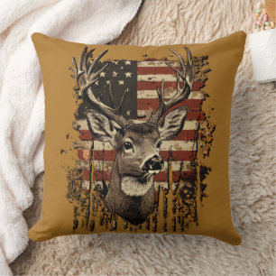 Deer and USA Country Cushion