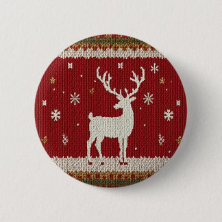 deer and winter 6 cm round badge