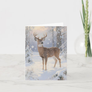 Deer and Winter Magic Christmas Holiday Card