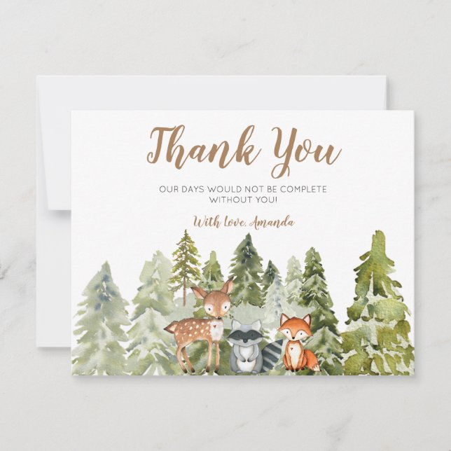 Deer animal adventure Camper Baby Shower Thank You Card (Front)