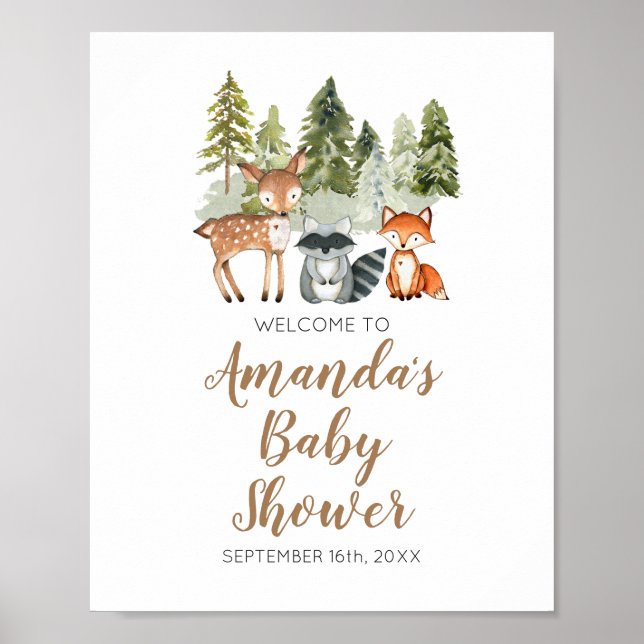Deer animal adventure Camper Baby Shower Welcome Poster (Front)