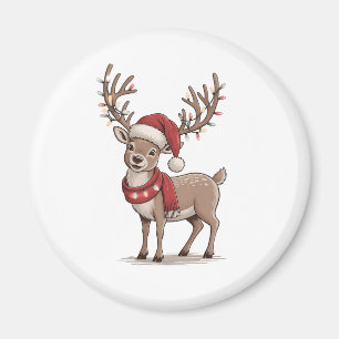 Deer Animal Christmas Deer Santa Hat Xmas  Magnet