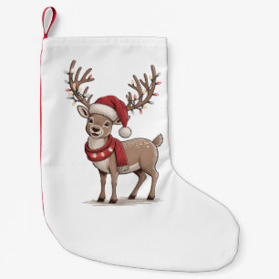 Deer Animal Christmas Deer Santa Hat Xmas Small Christmas Stocking