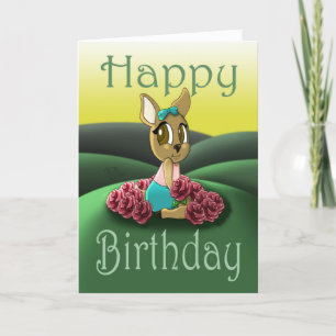 Deer Animal Rose Birthday Card