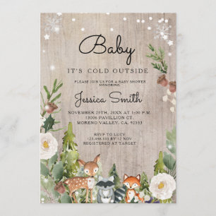 Deer animal woodland winter invitation