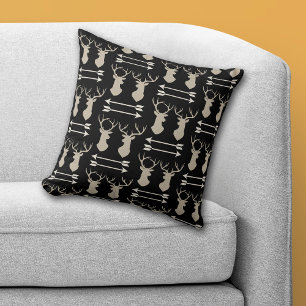 Deer Antler Arrow Pattern on Black Cushion