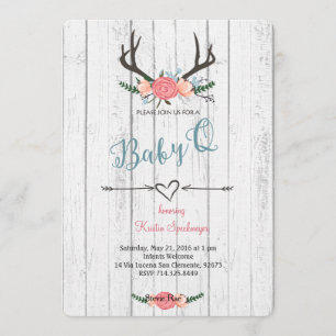 Deer Antler Baby Q Shower invitation