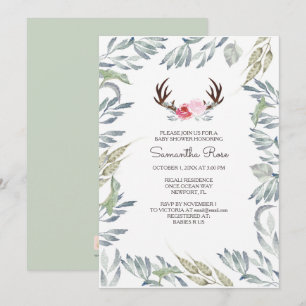 DEER ANTLER Baby Shower Invite - Girl