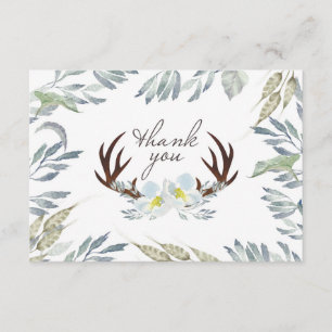 Deer Antler Blue Shower Thank You Card