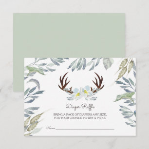 Deer Antler Boy Baby Shower Diaper Raffle Invitation