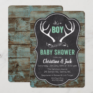 Deer Antler Boy Baby Shower Invitation